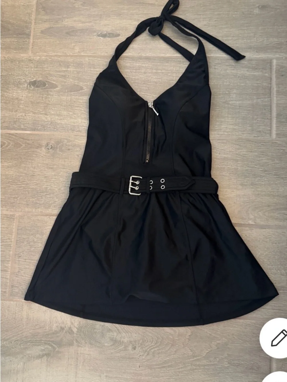 Venus Black Halter Bathing Suit Belted - Women's
